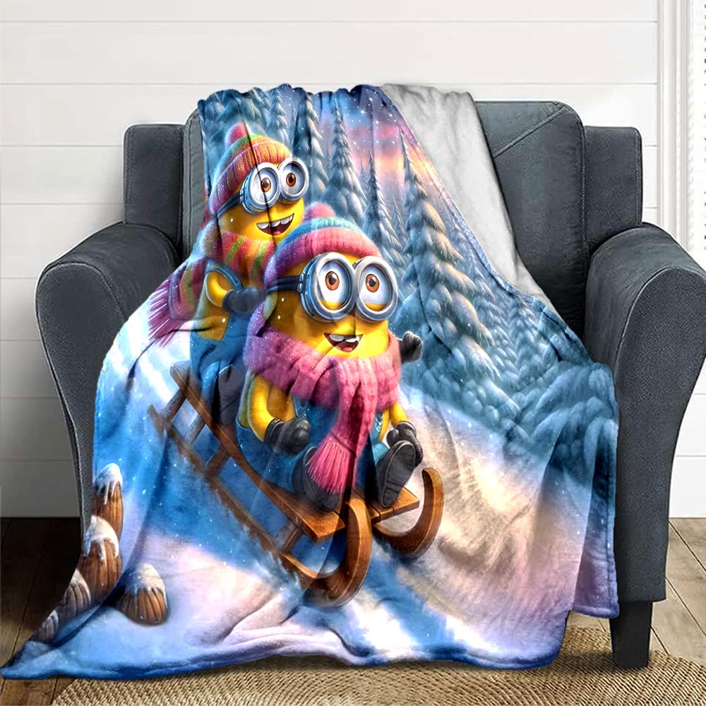 1Pc Winter Snowman Adventure Blanket Soft Throw Blanket For Home Bedroom Bed Sofa Travel Office Solid Christmas Blanket