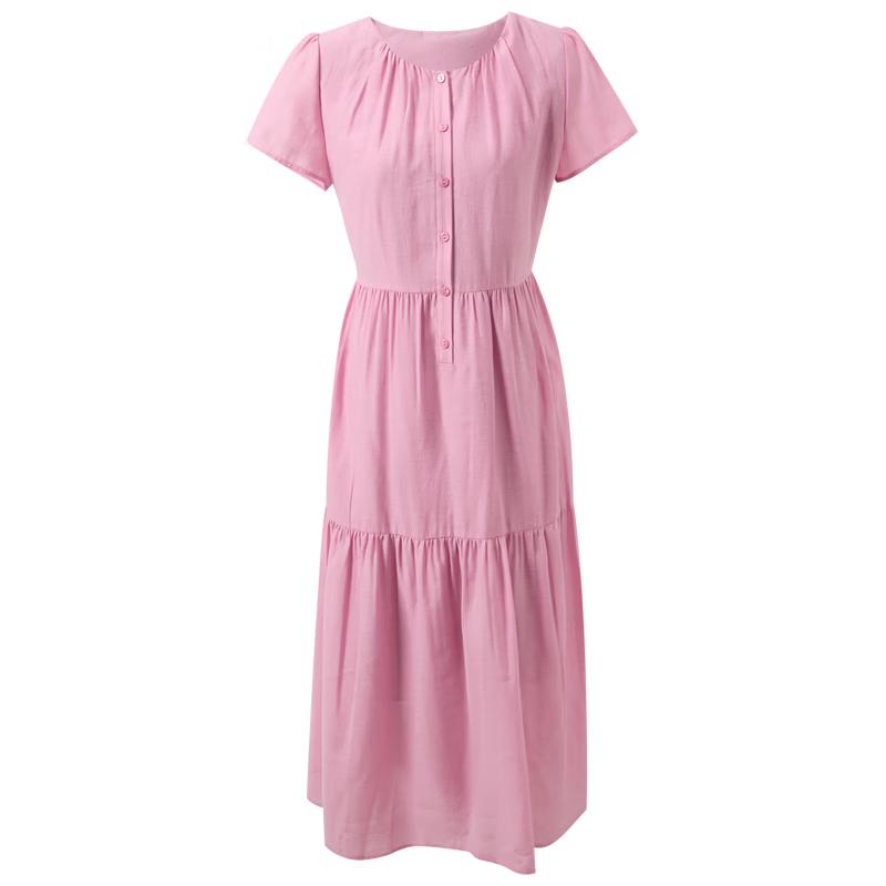 Sancai 2026 Summer Acetate Tiered Ruffle Sleeve Long Dress M