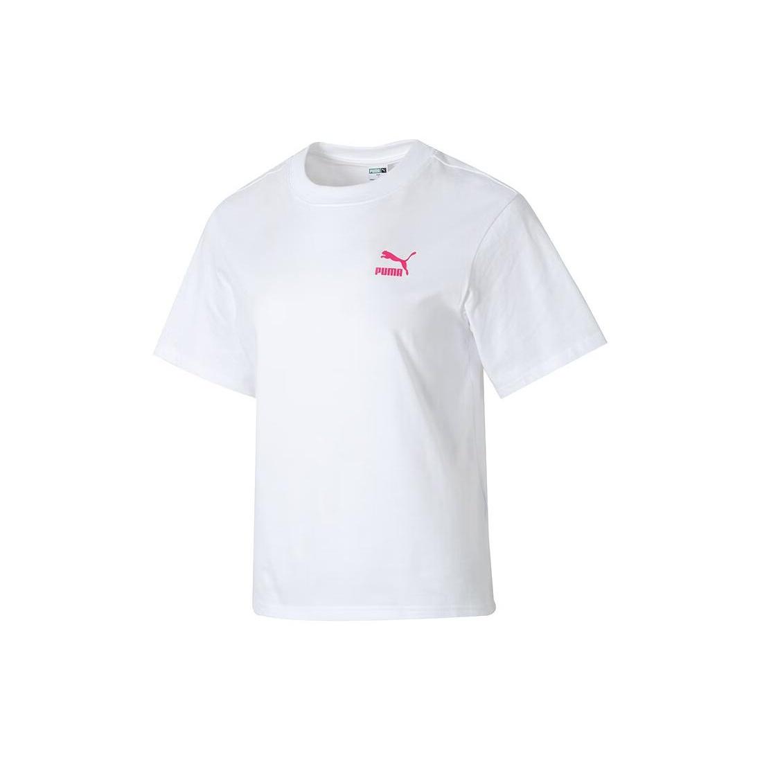 (WMNS) PUMA Graphic Casual T-Shirt  White Pink  Women s 682345-02 S