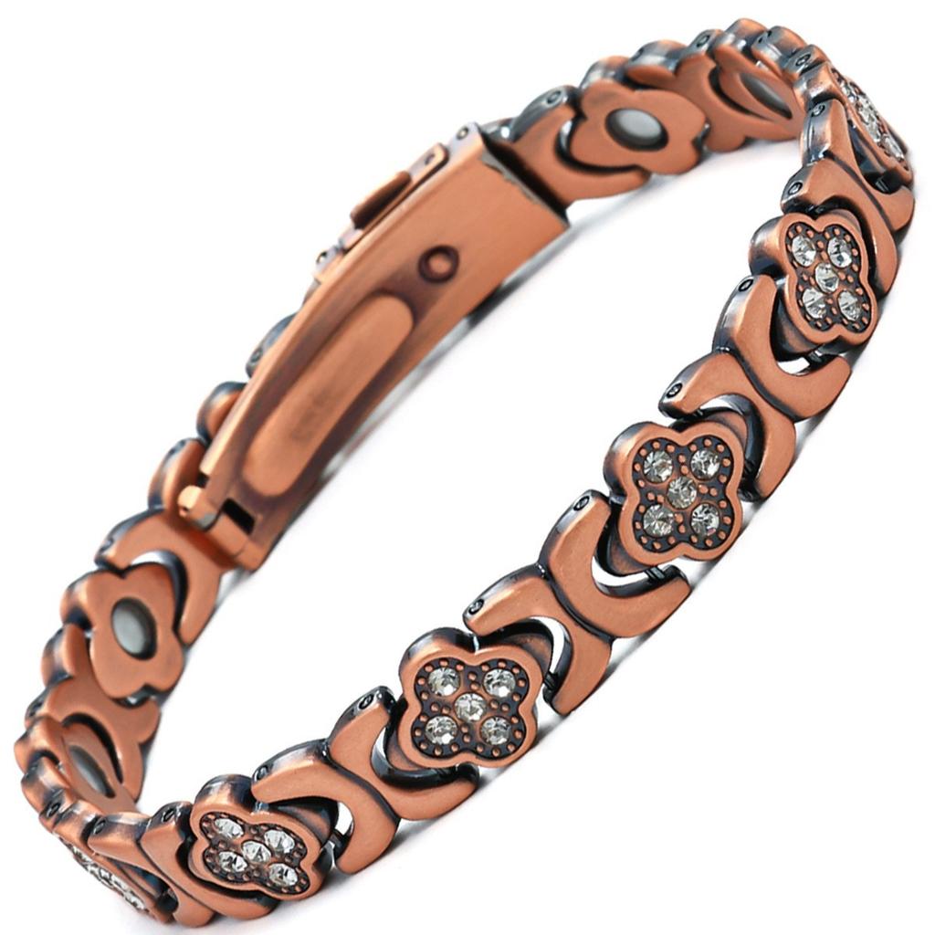 Ladies Detachable Energy Magnetic Bracelet Eco Friendly Rhinestone Adjustable Bangle
