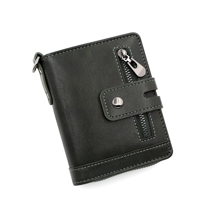 Kingdushi Men's Vertical Retro Multi-functional Wallet with Zipper and Coin Pocket