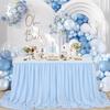 Weiße Chiffon-Tischdecke für rechteckige Tische Tischrock Rüsche für Party Hochzeit Babyparty Geburtstag Dekor
