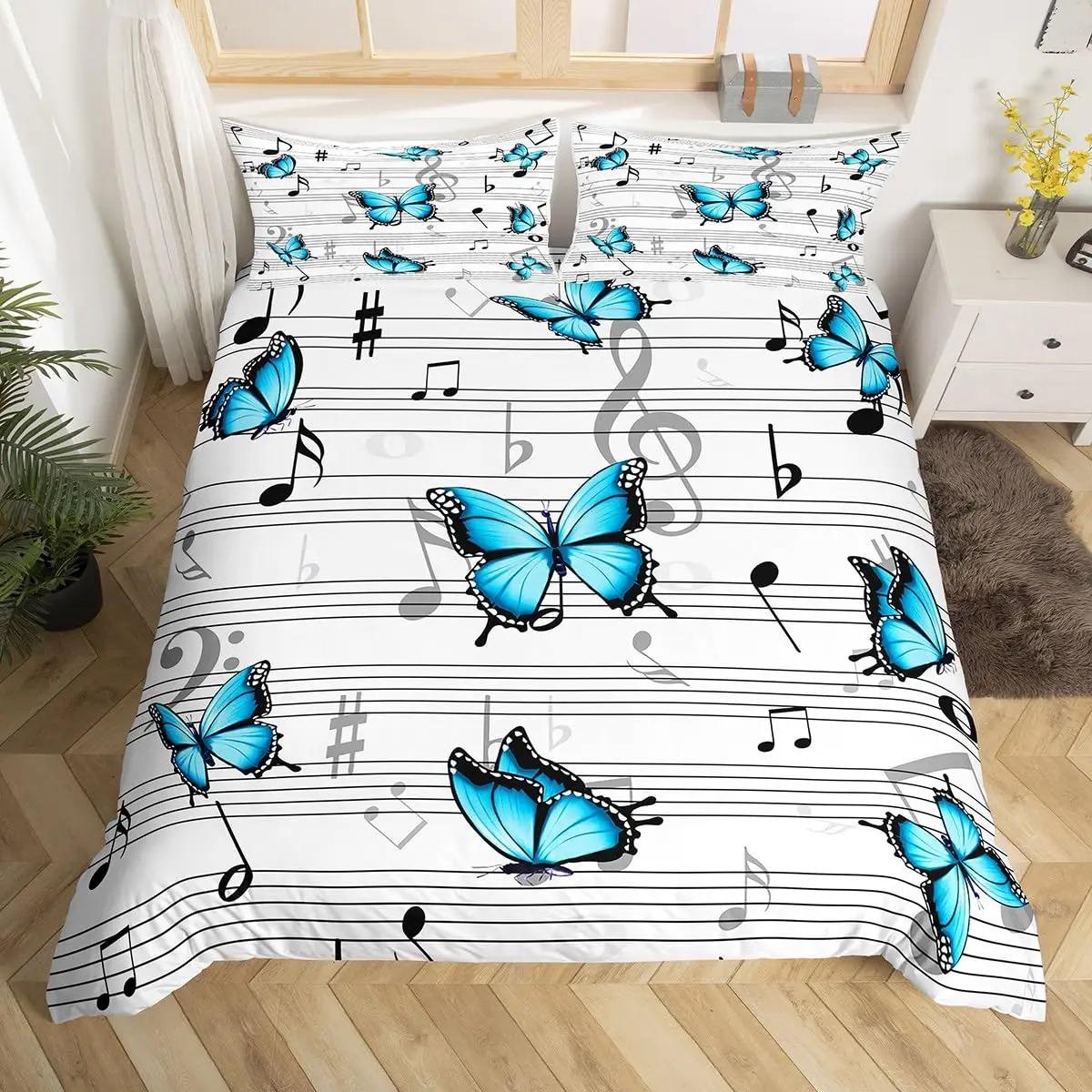 

Music Note Duvet Cover Set Rock Music Theme Comforter Quilt Cover Set Boys Girls Colorful Headphones Radio Soft Bedding Set 70x133cm 2pcs