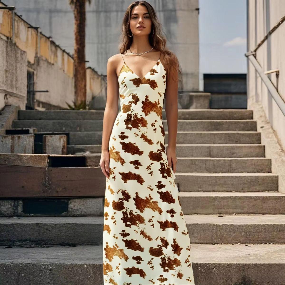

2025 Spring/Summer Women s V-Neck Sleeveless Silk Satin Camisole Dress S