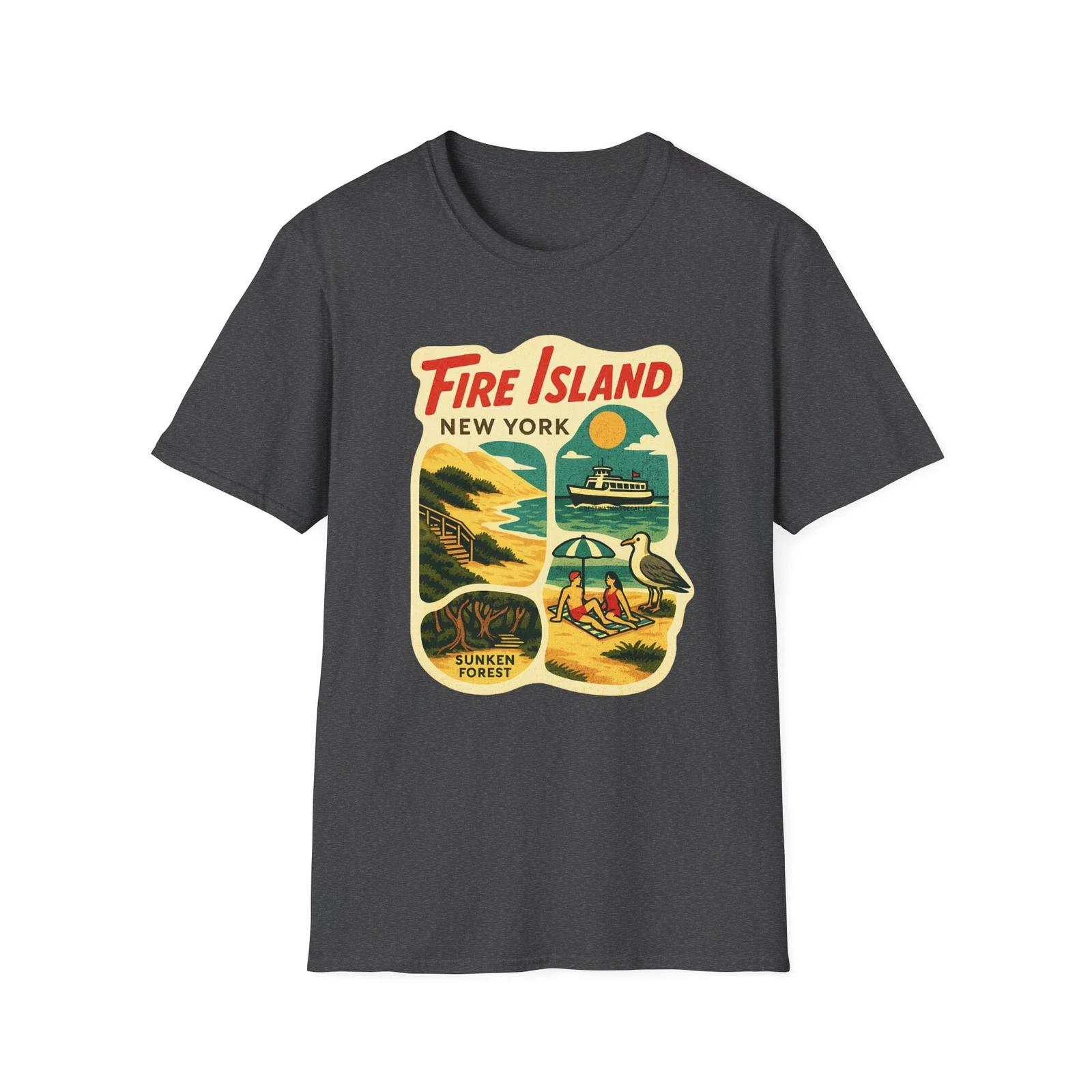 Vintage Fire Island T-Shirt, Unisex Graphic Tee, Retro Beachwear, Summer Tee 2XL