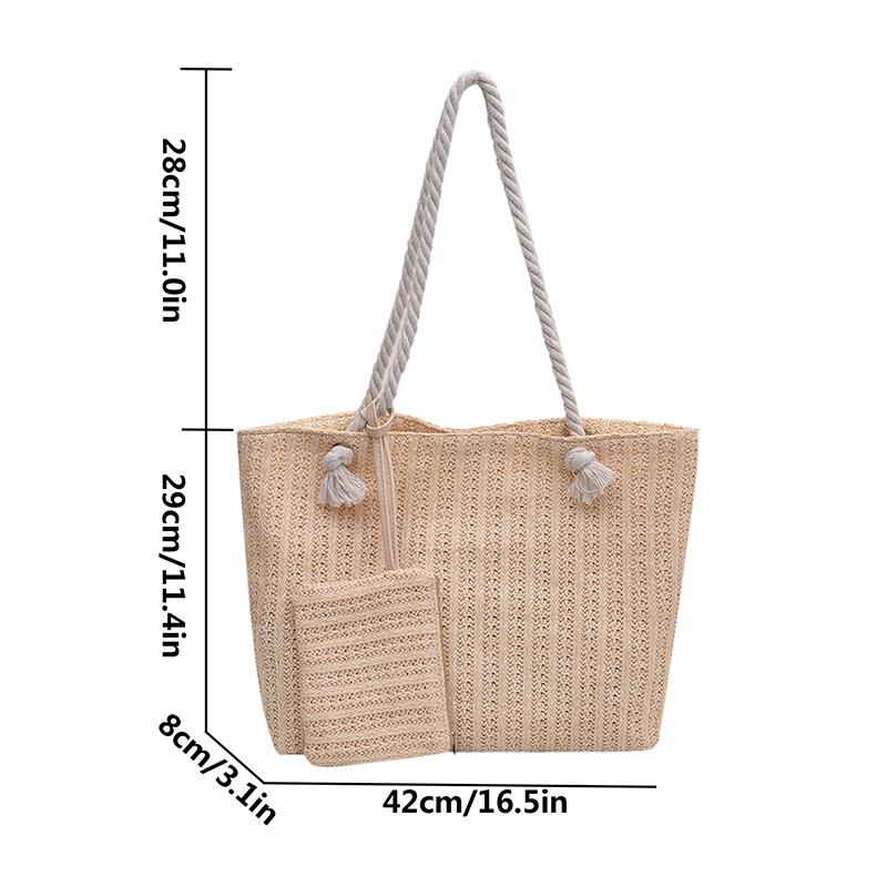 Fashion Large Capacity Straw Tote Bag Designer Women Handbags Handamde Woven Summer Beach Bag Casual Bali Big Purse