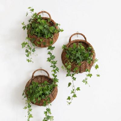 Pastoral Flower Pot Wall Hanging Woven Vase Vine Pot Rattan Planter Basket  Garden Decor