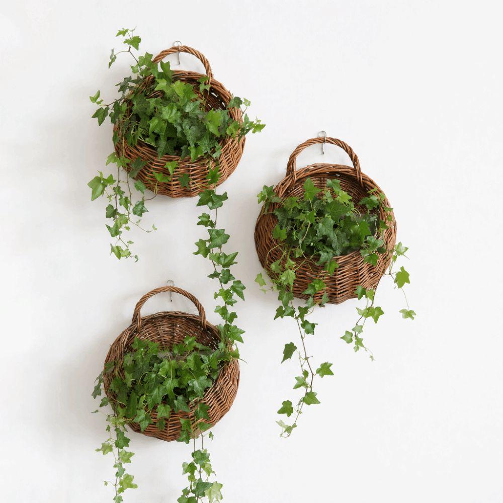 Pastoral Rattan Planter Basket Wall Hanging Woven Vase Storage Container Flower Pot  Indoor Outdoor