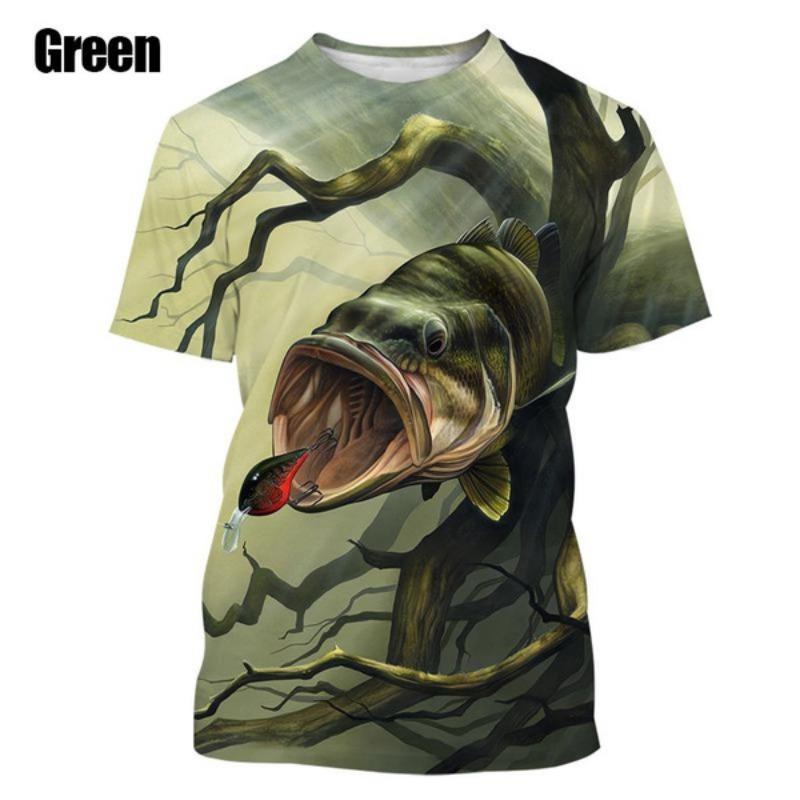 

Мужские летние футболки для рыбалки на открытом воздухе, модные футболки с рисунком рыбы, повседневные дышащие топы с коротким рукавом 6XL