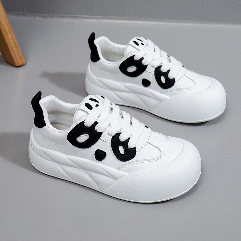 

Весна 2025 новые нишевые маленькие белые туфли Maillard, повседневный колледж-стиль, черно-белые туфли-панда, обувь-булочка 40 белый