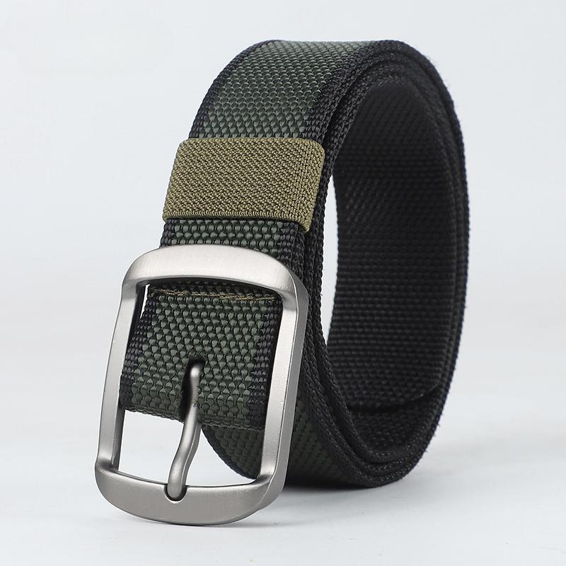 Men's Belts Solid Metal Buckle Wear-resistant Braided Nylon Band Durable Belts 120CM Versatile Belts