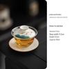 Chinese Hand-Painted Gaiwan Tea Set with Borosilicate Glass and Mutton Fat Jade White Porcelain