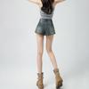 Retro Distressed High-Waist Denim Shorts for Petite Women