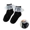 JK Girl Ruffle Lace Trim Cotton Ankle Socks Jacquard Knit Frilly Socks for Women