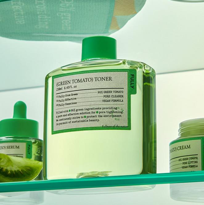 FULLY Tonik z Zielonego Pomidora – 250ml | Zwężanie Porów i Kontrola Sebum | Wegańska Koreańska Pielęgnacja Skóry