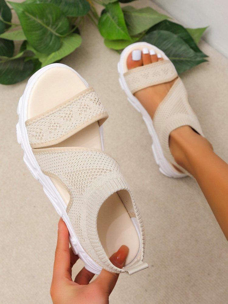Spring and summer new women's casual sandals knitted sandals platform sandals women's shoes