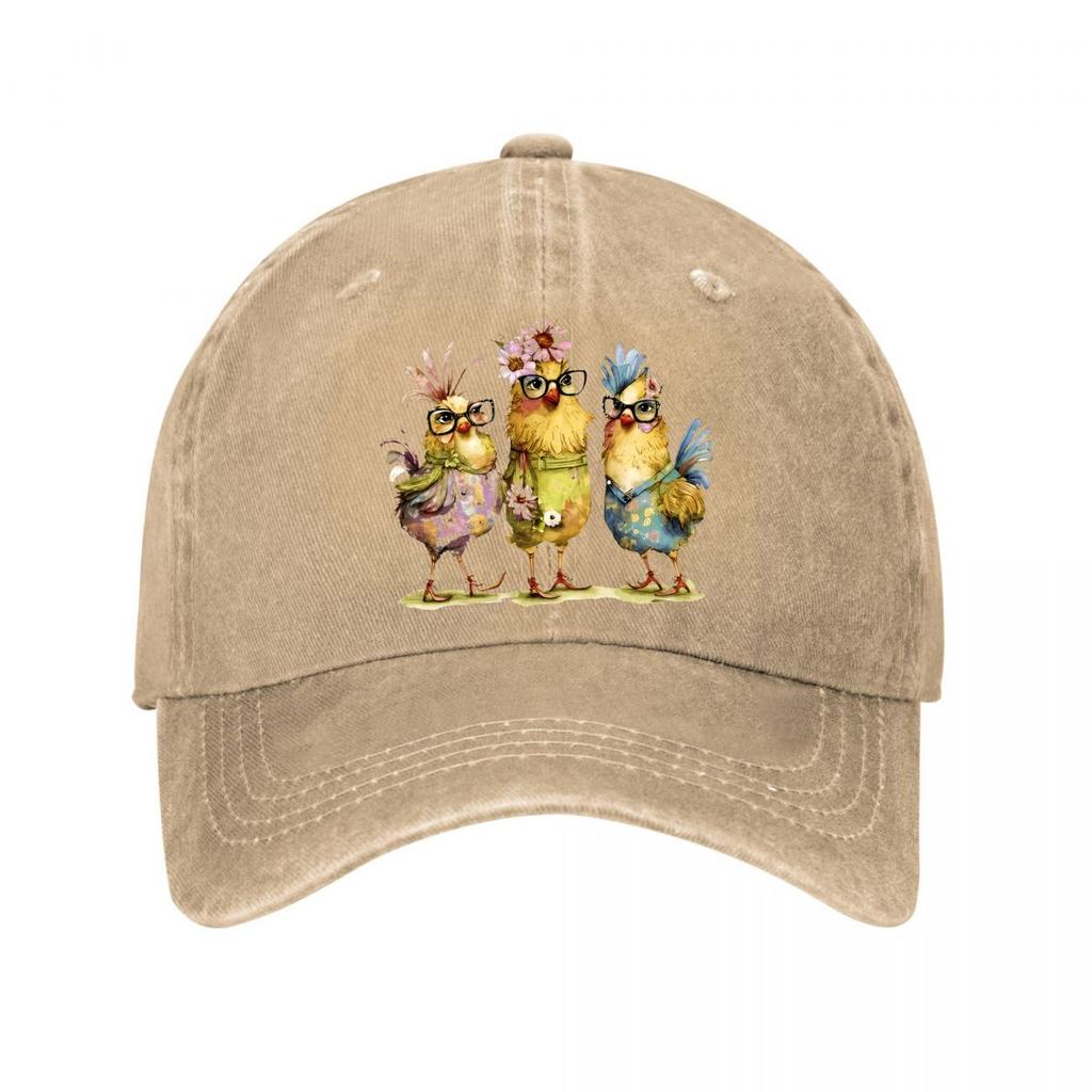 Watercolor Dressed Chicken Home Decor Washed Baseball Cap Outdoor For Womens Unisex FeUnisex