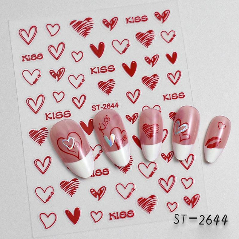 Adesivi per Unghie di San Valentino: Disegni di Labbra Sexy, Cuori, Rose e AMORE