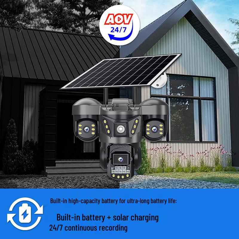 4G Panoramic Solar-Powered Outdoor Camera with Night Vision, Waterproof, and All-Day Recording