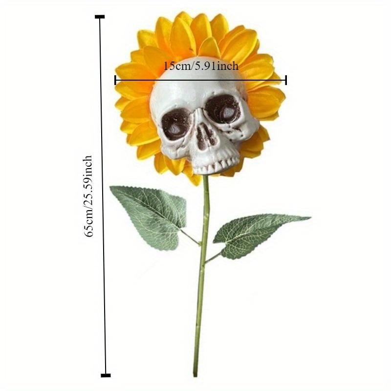 1pc Creepy Skull Sunflower Flowers Skull Festival Art Craft Garden Decoration Simulation Flower Ornaments Halloween Decorations