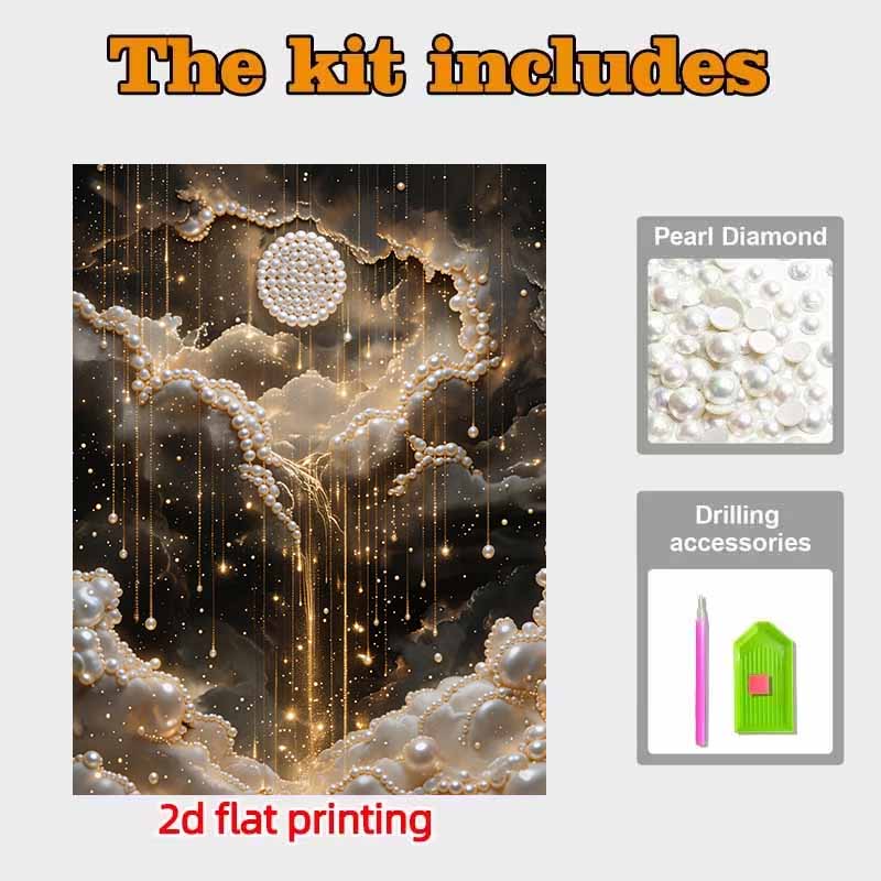 DIY The Moon in The Clouds Pearl Diamond Art Kits Without Frame 30x40cm Gem Art Diamond Painting Kits for Adults/Beginners Gift Idea Home Wall Decor
