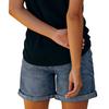 Jean Shorts for Women High Rise Roll Up Hem Straight Leg Distressed Denim Shorts Elastic Waist Drawstring Summer Ripped Hot Shorts with Pockets