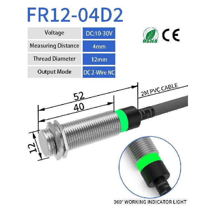GTRIC Long Distance Inductive Sensor Metal Proximity Switch M12 NPN PNP NO NC 10-30V DC Flush Non-Flush Sensing Range 4mm 8mm