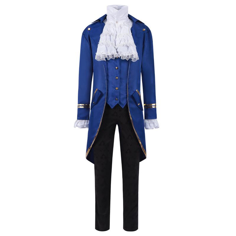 Manteau queue-de-pie médiéval 2022 avec bordure dorée pour Halloween