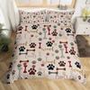 Dog Paw Print Duvet Cover Watercolor Gradient Puppy Footprints Comforter Cover with 2 Pillowcases,Funny Pets Animal Quilt Cover