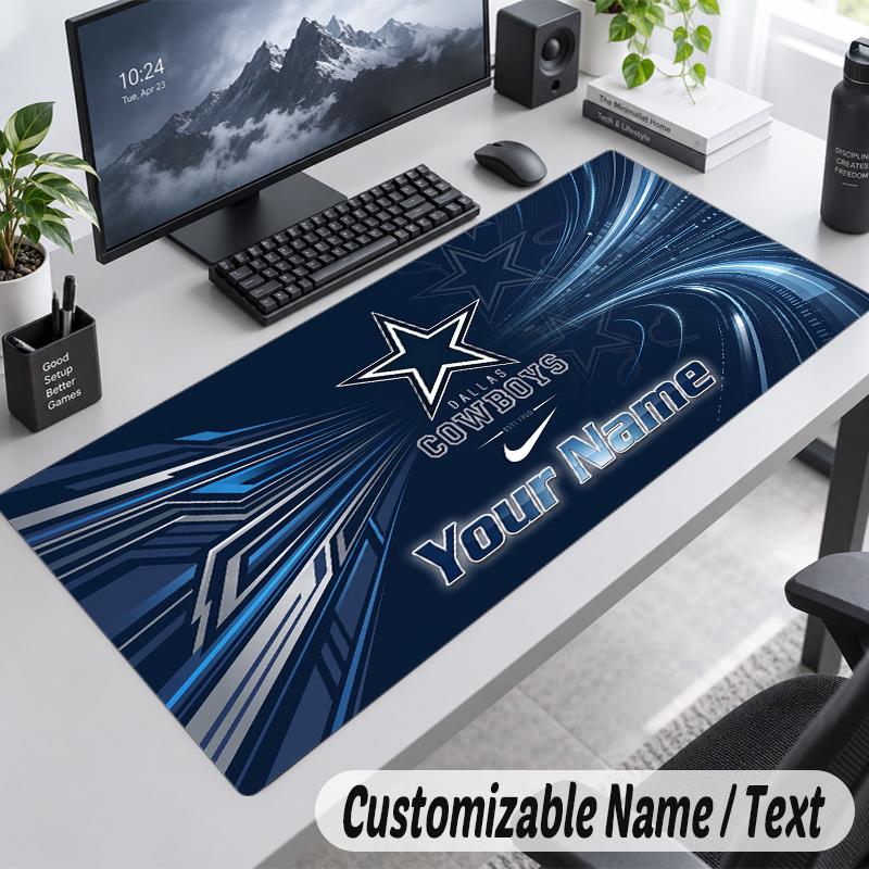 Custom Name Text Mouse Pad Dallas Cowboys Personalized Desk Pad For Work And Gaming