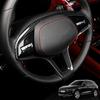 Car Accessories Interior Carbon Fiber Wood Style ABS Steering Wheel Frame Cover Trim For Genesis GV70 G80 Sport