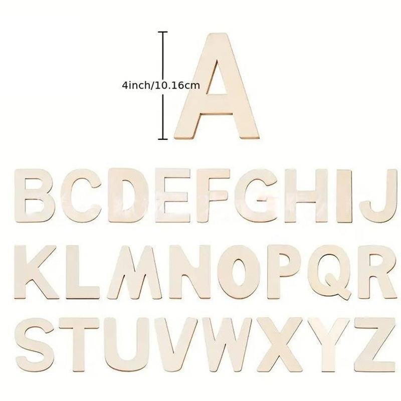 

26pcs Wooden Letters Unfinished Wooden Letters Cutouts for Painting DIY Project Wall Decor Nursery Room Home Decorations 10cm(4inch)