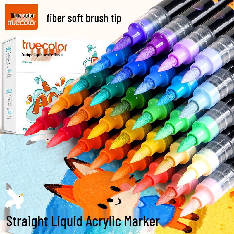 True Color Washable Soft Tip Acrylic Marker for Children and Students - Ideal for Art, Painting, and Graffiti