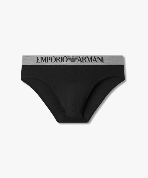 

[Emporio Armani Underwear] Мужские хлопковые слипы с текстурированной резинкой 0816111159 [Отправка из Кореи] 100% Оригинал Black - S