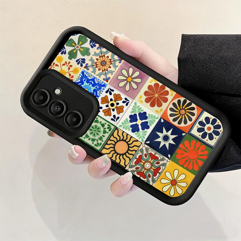 Phone Case for Samsung Galaxy A17 A16 A15 A14 A13 Italian Sicilian Style Floral Pattern A56 A36 A26 A55 A35 A25 A54 A34 A24 A53