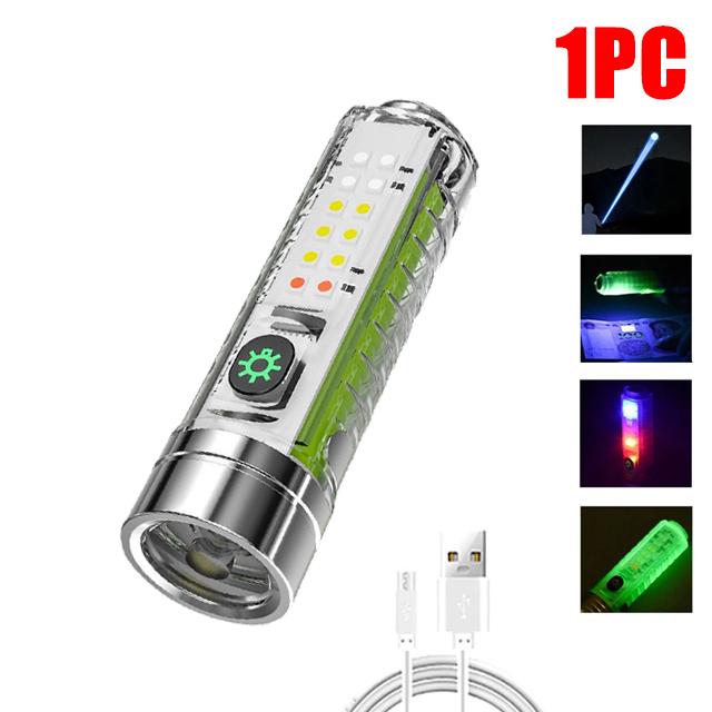 Multifunction Portable Powerful Spotlight Long Range Flashlight Type-C Keychain LED Lamp With Magnet Camping Uv Light Mini Torch