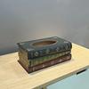 Exquisite Classical Vintage Wooden Book Tissue Box, Rectangular Napkin Holder Dispenser, Restaurant Tissue Storage Box Ornament