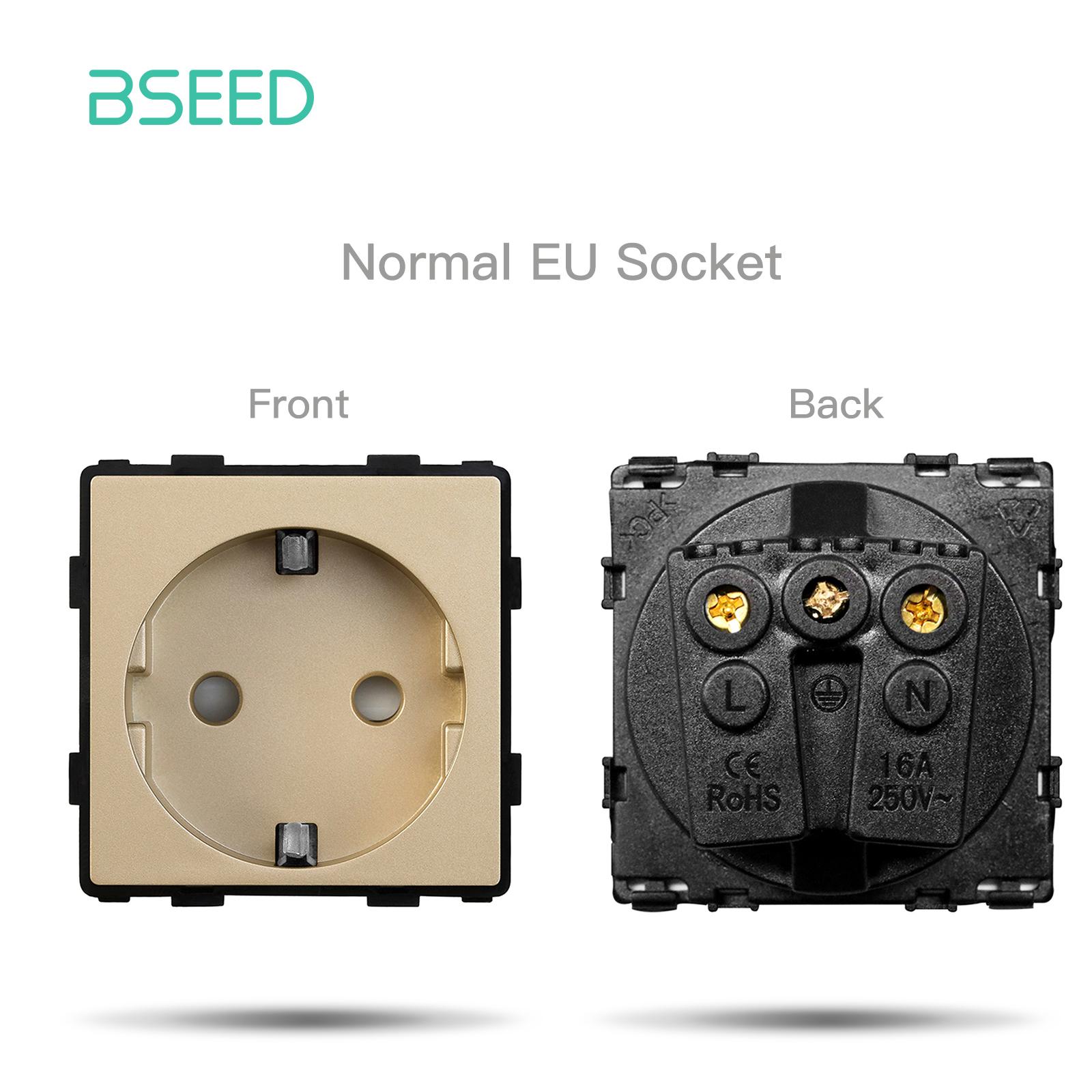 

BSEED Mechanical Button Light Switches 1/2/3Way Half TV RJ45 ST Plug EU FR Wall Sockets USB Type-c Ports DIY Parts Glass Frames EU Socket