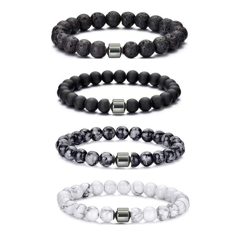 Volcanic Stone & Tiger Eye Lapis Agate Bracelet Set - Fashionable and Simple Style