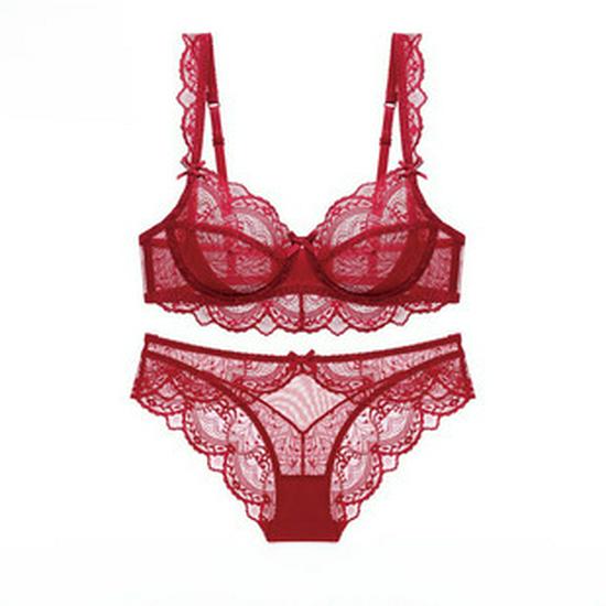 European & American Sexy Lace Cotton Bra Set - Comfortable, Breathable, Gathered, Plus Size Women's Underwear