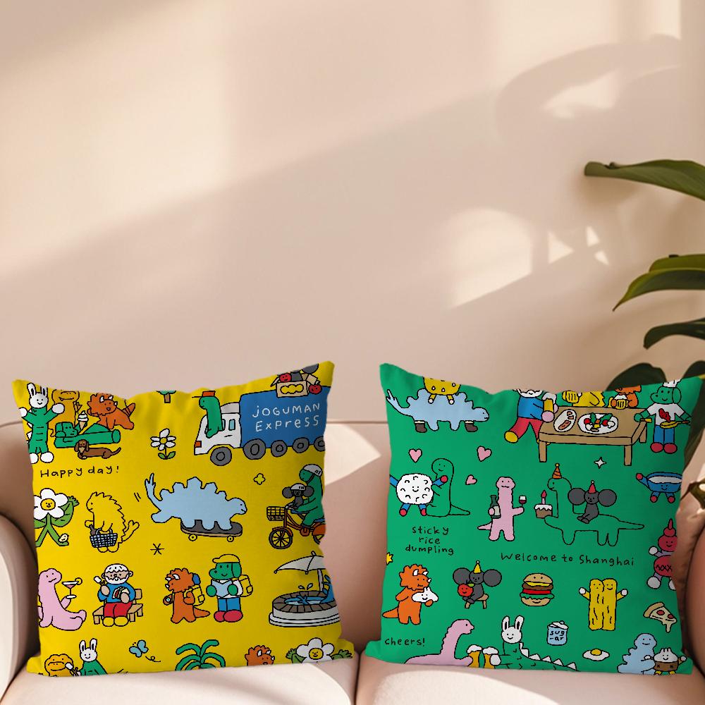 Cartoon Art Joguman Cute Pillow Case Sofa Living Room Bedroom Headboard Backrest Cushion Square Cushion Nap Time