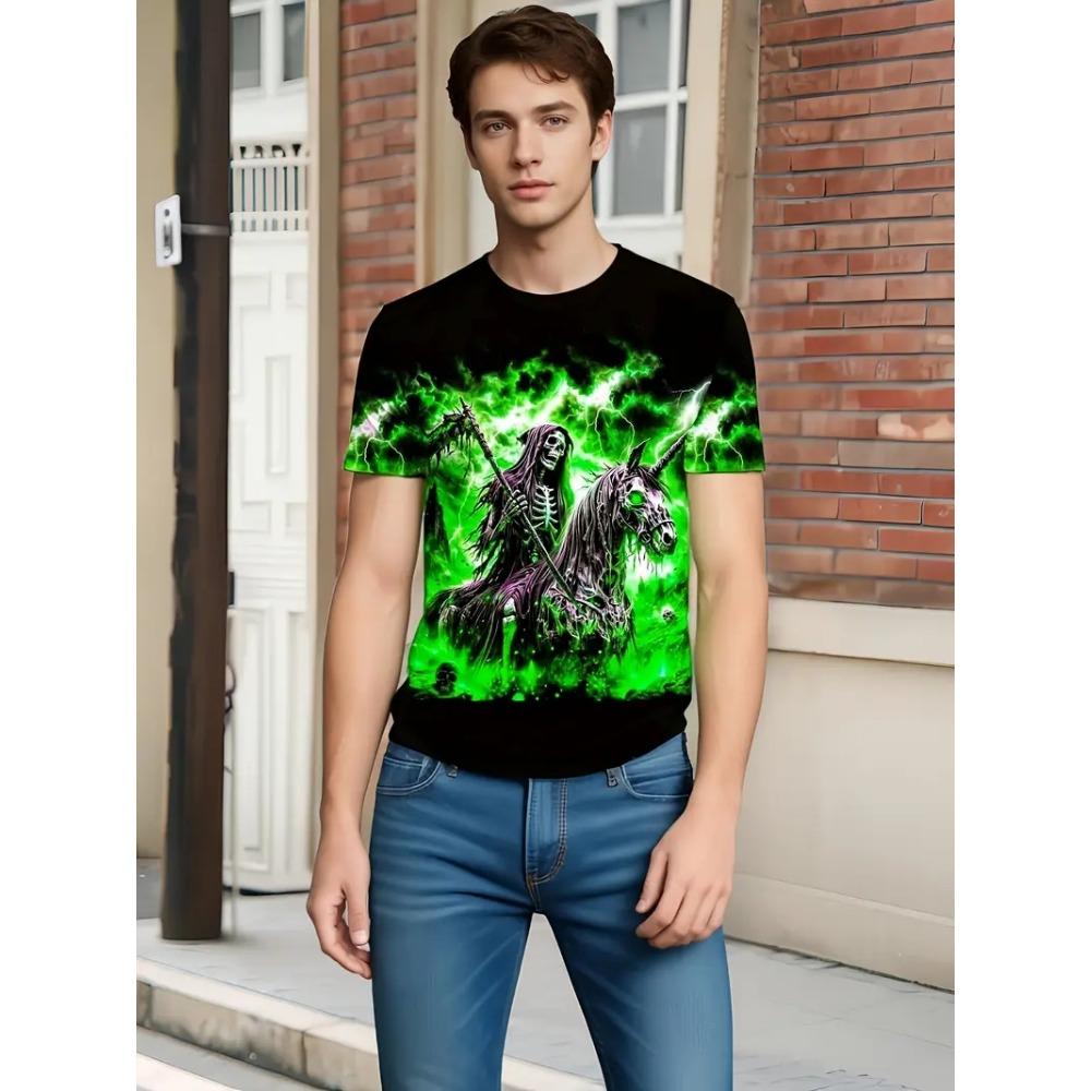 

Fashion Men s T-shirt Skull Knight Graphic Print Short Sleeve Tee Clothing Oversized Breathable Crew Neck T Shirts For Men 6XL