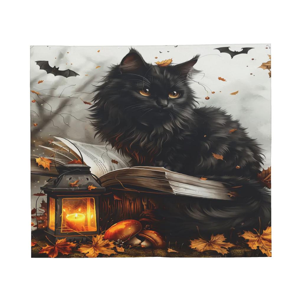 Halloween Black Cats Knitted Blanket Witchy Spooky Flannel Throw Blankets Home Couch Personalised Ultra-Soft Warm Bedspreads