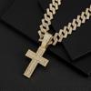 Hip Hop Alloy Full Diamond Cross Pendant Fashion Trend Rap Men's Cuban Chain Necklace Jewelry
