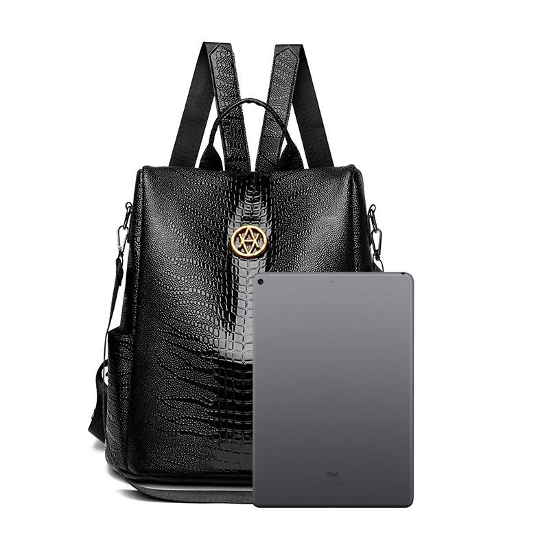 Damen Tasche Diebstahlsicherer Rucksack, neue lässige, großvolumige, schlichte Krokodilmuster, multifunktionale Damen Reisetasche