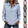 Women's Casual Striped Shirt Long Sleeve Button Front Blouse Collared Top for Everyday Wear and Office Use