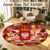Round Rug Custom NamePoland Football Pattern Non Slip Carpet Home Floor Decor