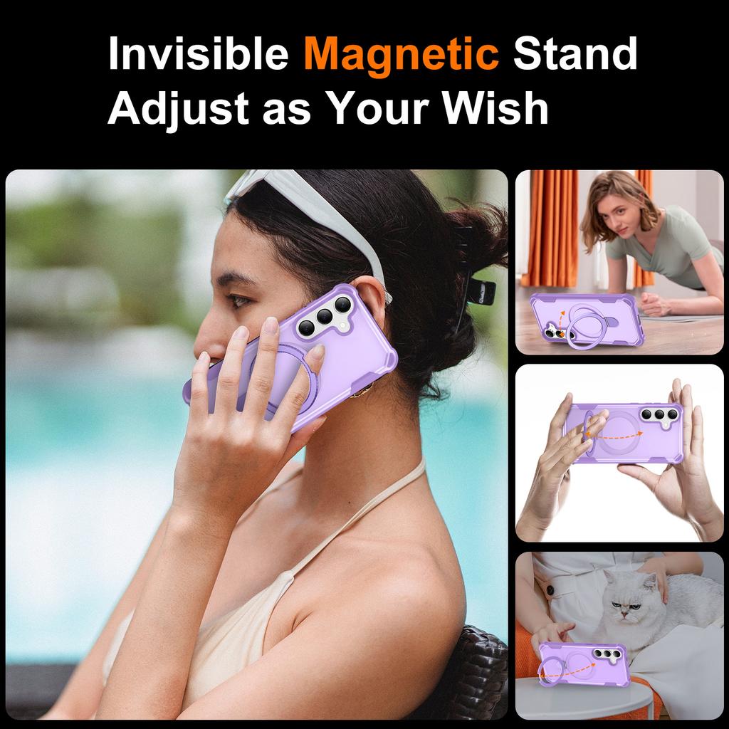 For Samsung Galaxy S25+/S24+ Case Compatible with MagSafe Kickstand TPU+PC Shockproof Phone Back Cover