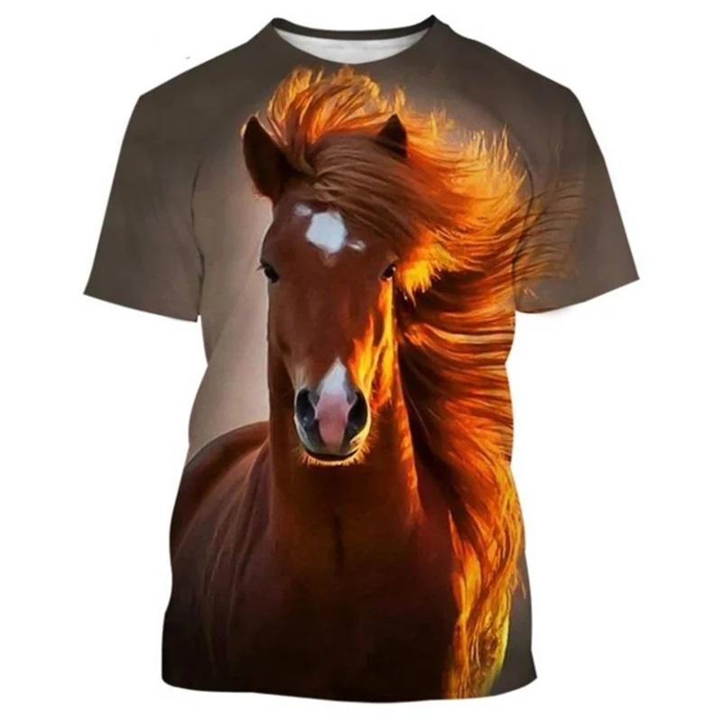 Fashion Love Horse Animal Pattern Tshirt For Men 3D Print Men's Harajuku O-Neck Short Sleeve Oversized Tee Shirts Tops