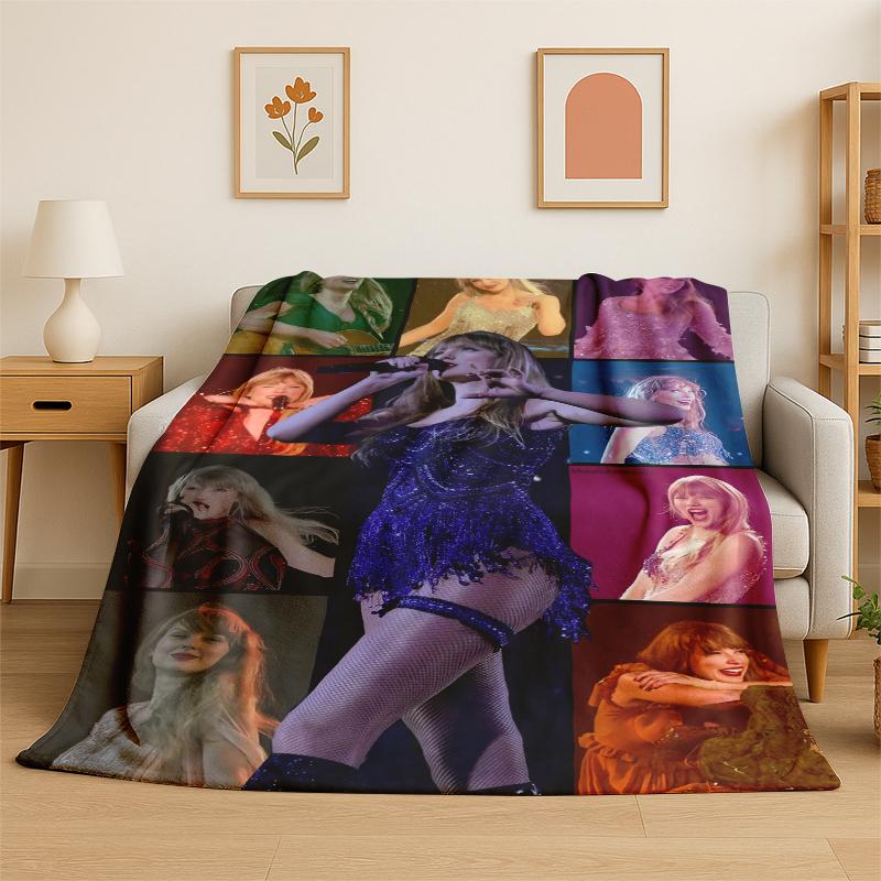 Singer T-Taylor Singer Music Flannel Blanket Soft Warm Throw Blanket for Bedroom Living Room Bed Travel Camping Picnic Gift